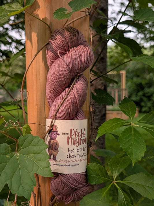 Laine Fingering mérinos lin non-traité - Jardin des rêves - Rosa Obscura