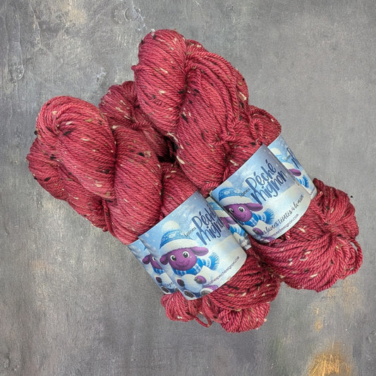 Worsted Mérinos tweed noir rose foncé
