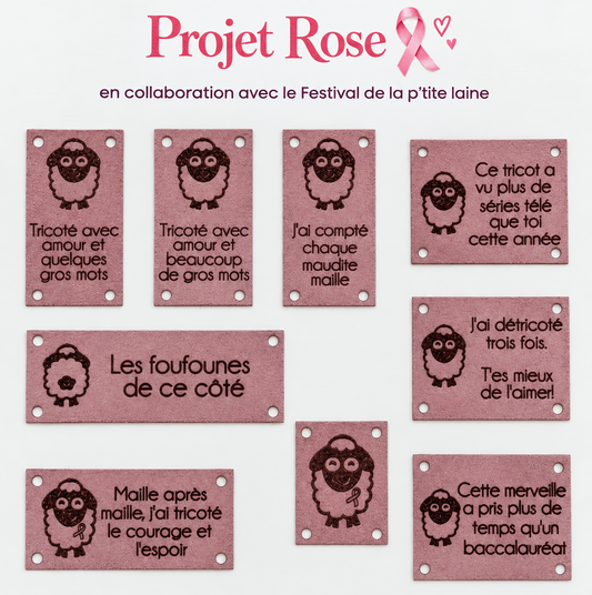 Ensemble d'étiquettes à tricot Pigment pour le Projet Rose - Option tricot