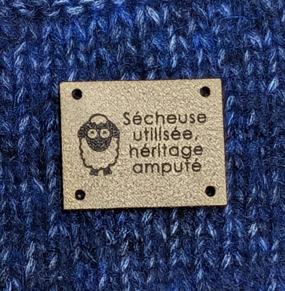 Prévente - Étiquette lavable ultra suède pour tricot 