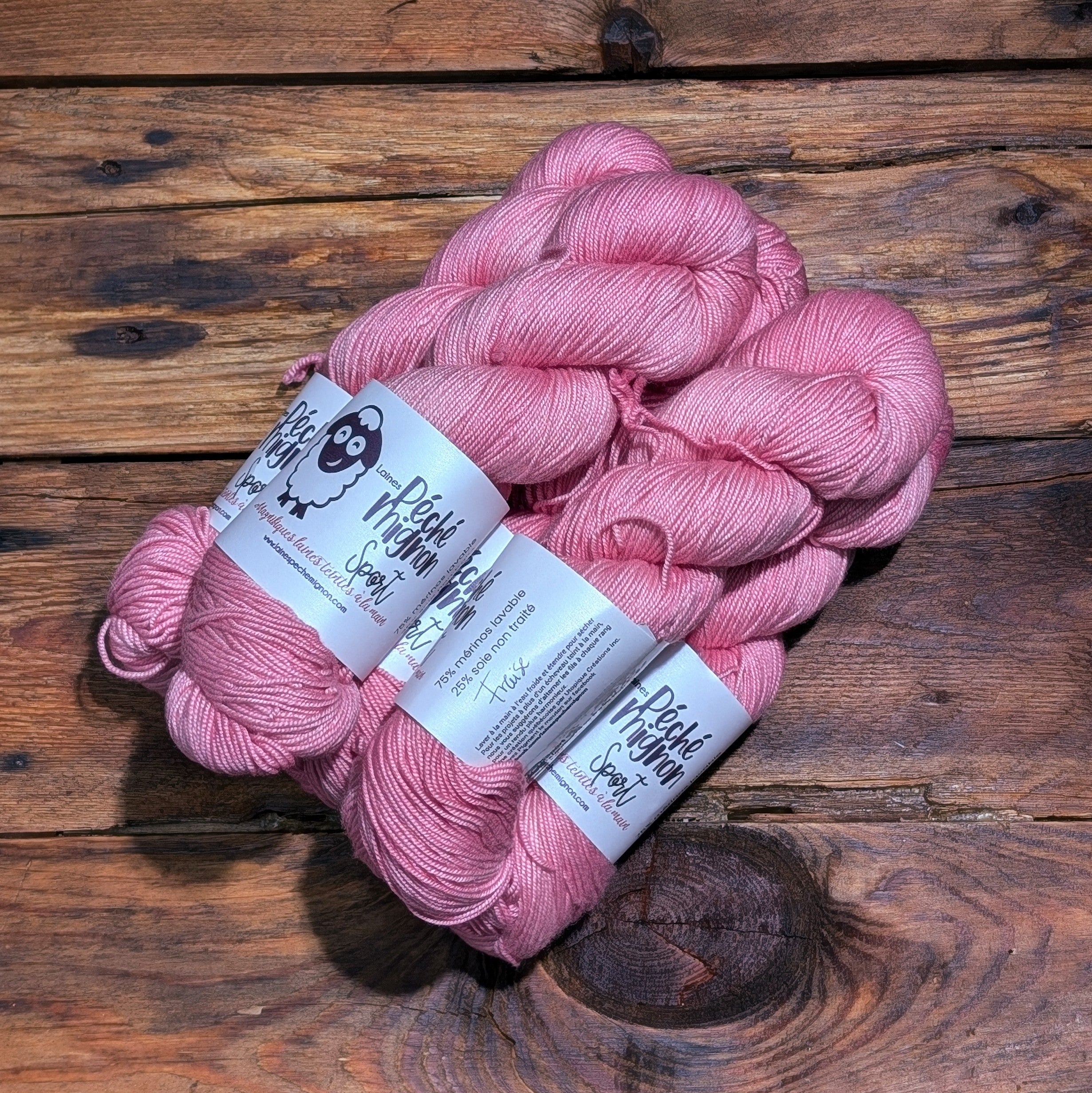 Light DK/Heavy Sport - Fil de Mérinos Soie non traitée - Fraise