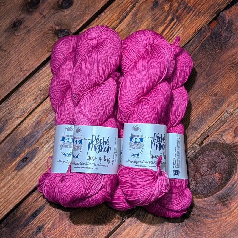 Laine à chaussette - Fingering Rambouillet nylon lavable - Exclusivité - Dolphina (rose fluo)