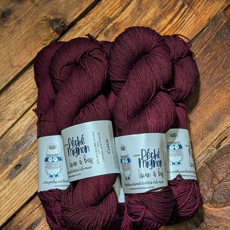 Laine à chaussette - Fingering Rambouillet nylon lavable - Exclusivité - Cassis