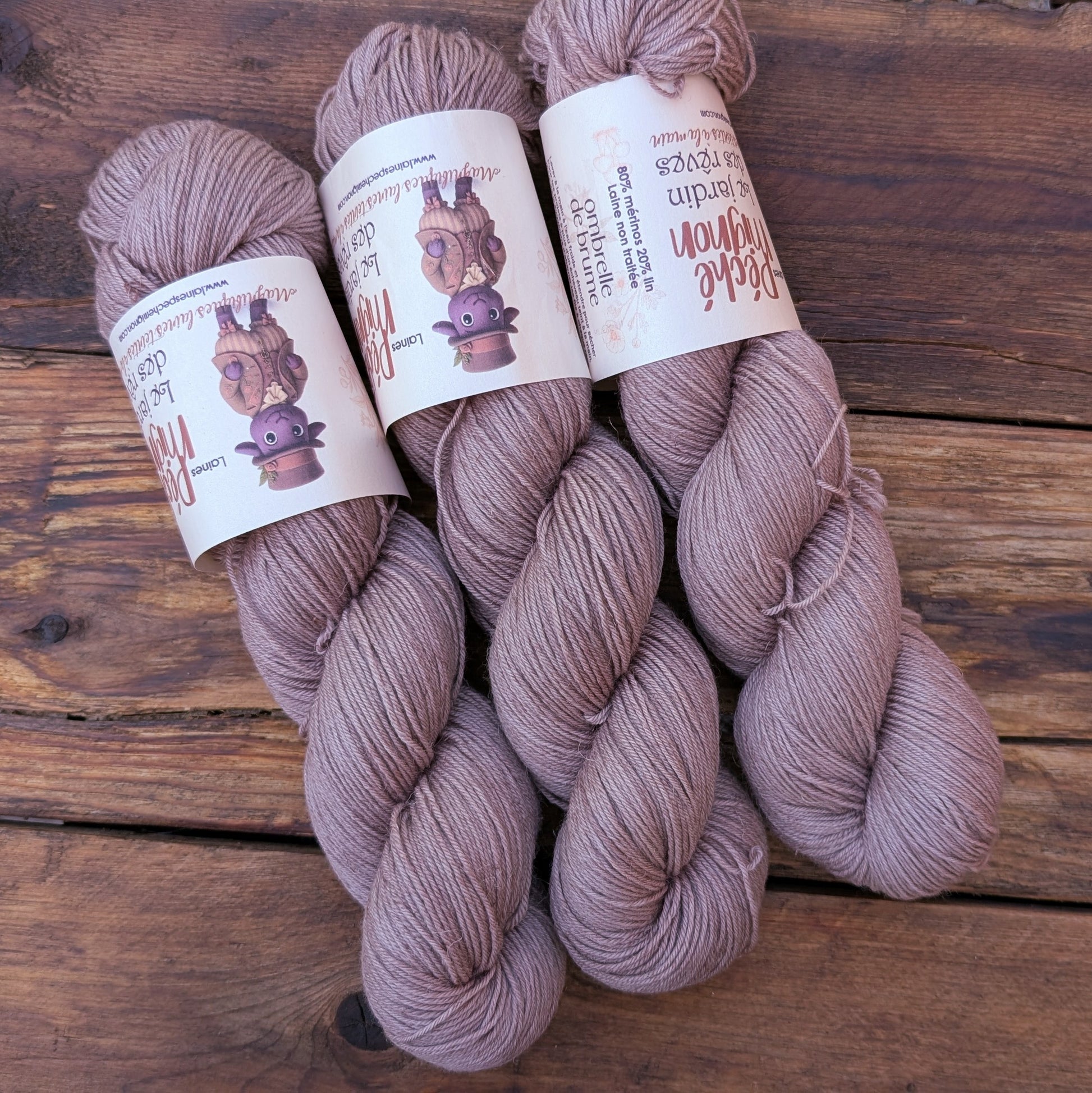 Laine Fingering mérinos lin non-traité - Jardin des rêves - Ombrelle de brume