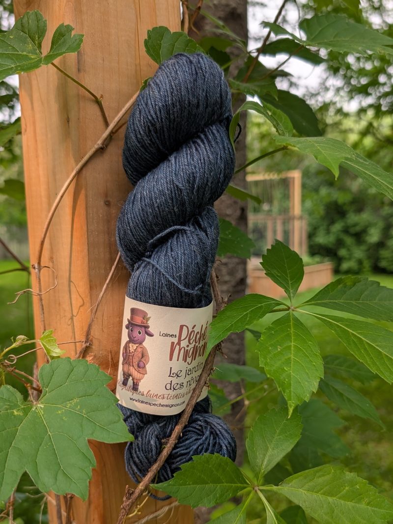 Laine Fingering mérinos lin non-traité - Jardin des rêves - Pétales de lune