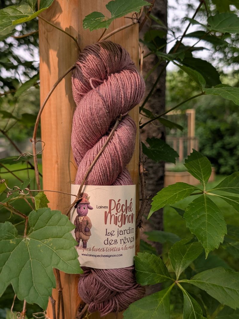 Laine Fingering mérinos lin non-traité - Jardin des rêves - Rosa Obscura