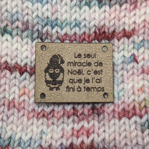 Washable ultra suede label for knitting 