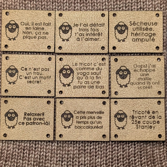 Ensemble complet 27 étiquettes à tricot Pigment le farceur - les 3 séries
