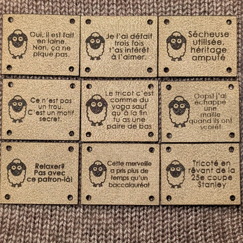Ensemble complet 27 étiquettes à tricot Pigment le farceur - les 3 séries