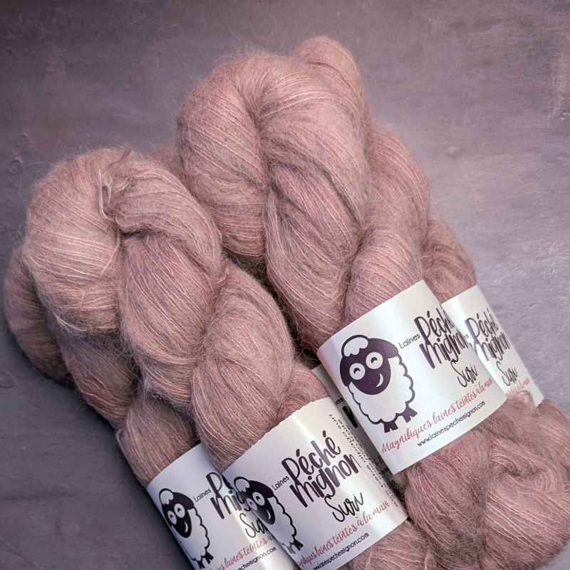 Suri bébé alpaga et soie - Bois de rose