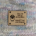 Étiquette à coudre lavable ultra suède pour tricot "J'ai fait mon échantillon, haha! c'est une blague"