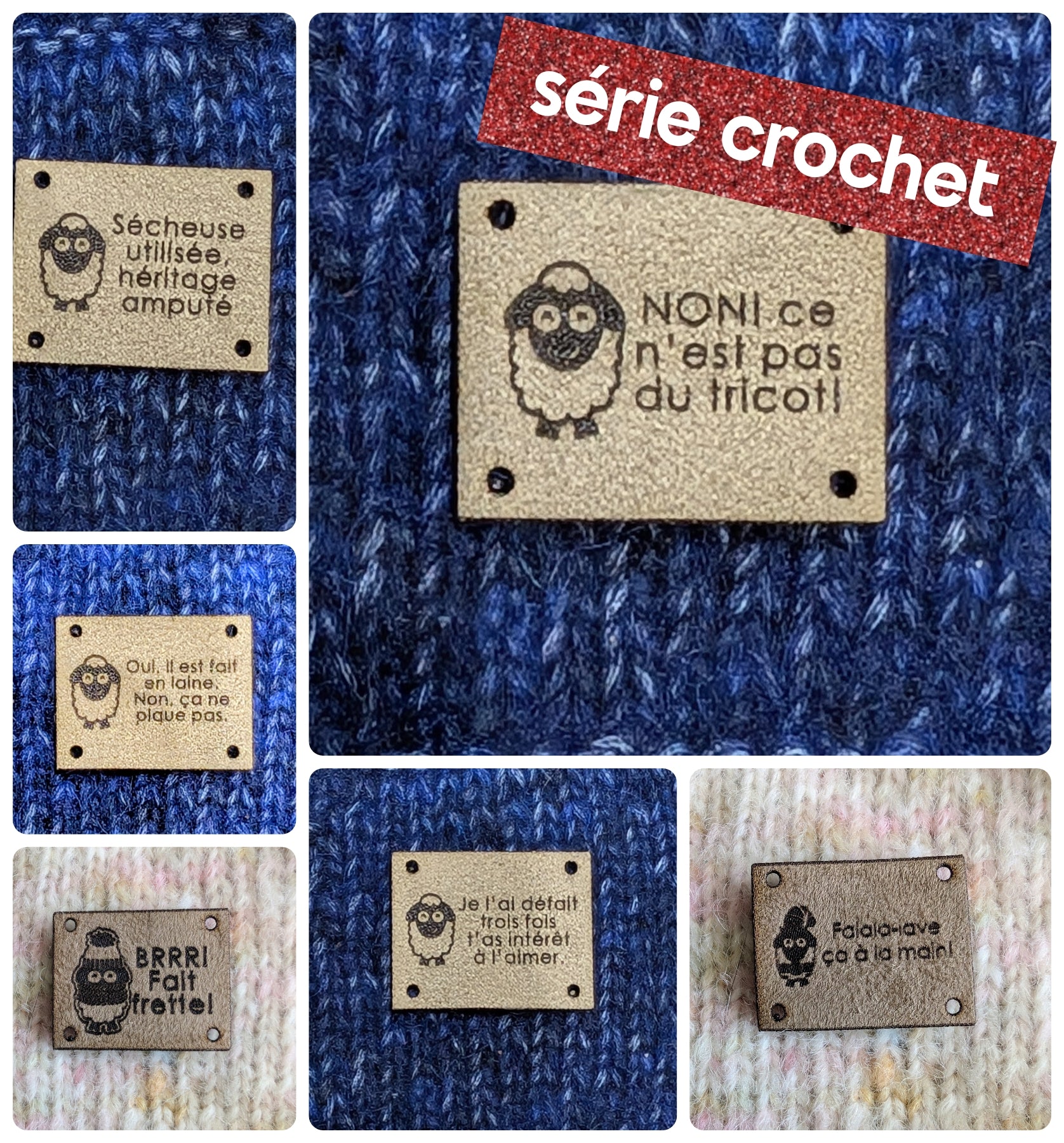 Ensemble d'étiquettes à tricot Pigment le farceur - série crochet