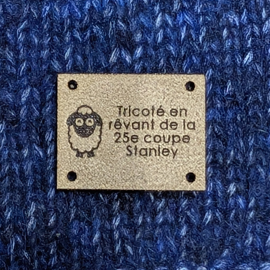 Prévente - Étiquette lavable ultra suède pour tricot 
