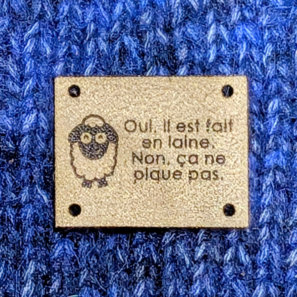 Prévente - Étiquette lavable ultra suède pour tricot 