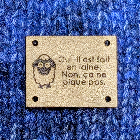 Prévente - Étiquette lavable ultra suède pour tricot 