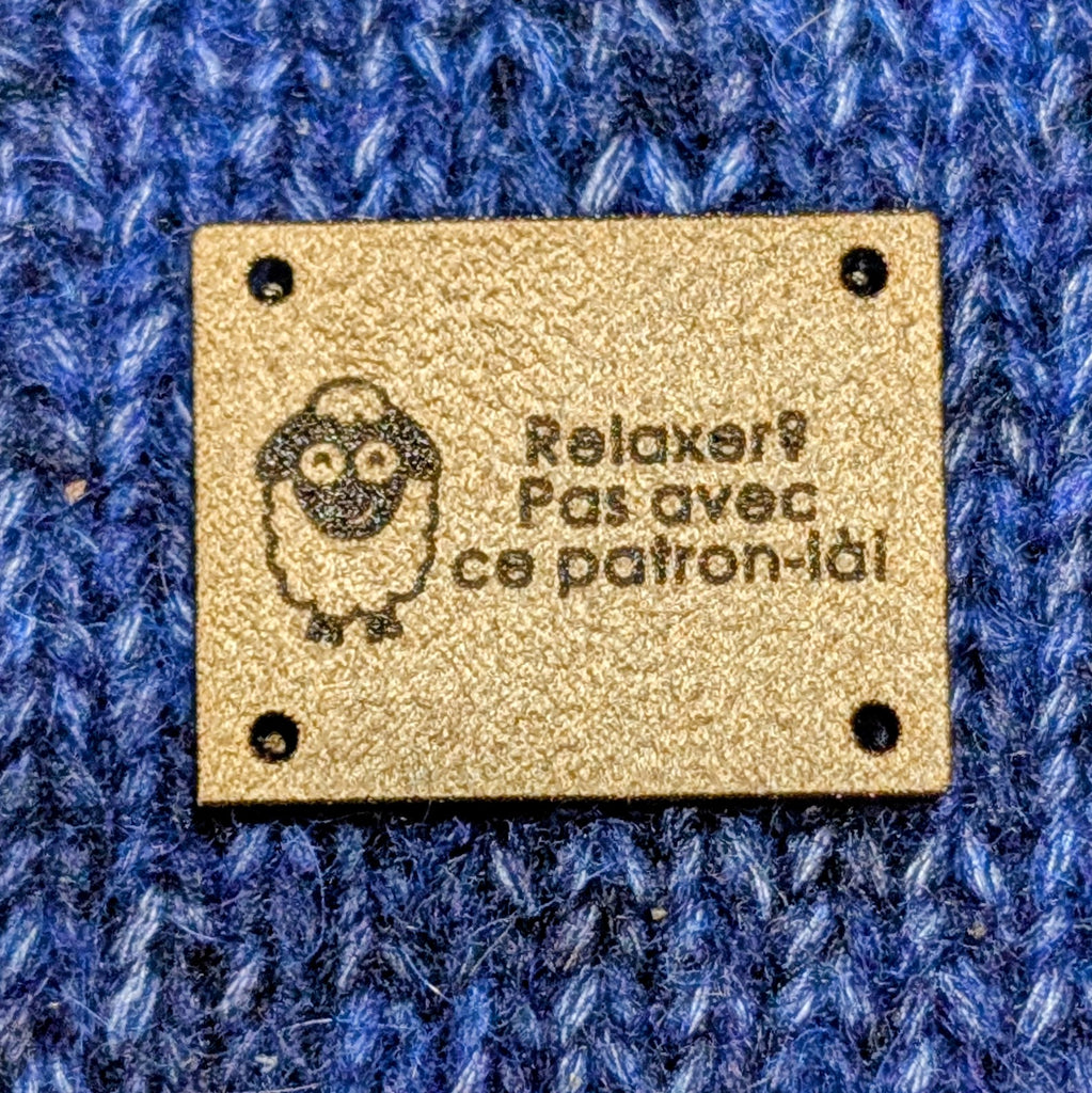 Prévente - Étiquette lavable ultra suède pour tricot 