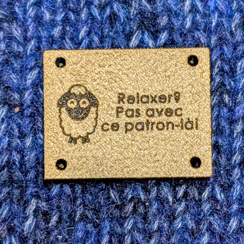 Prévente - Étiquette lavable ultra suède pour tricot 