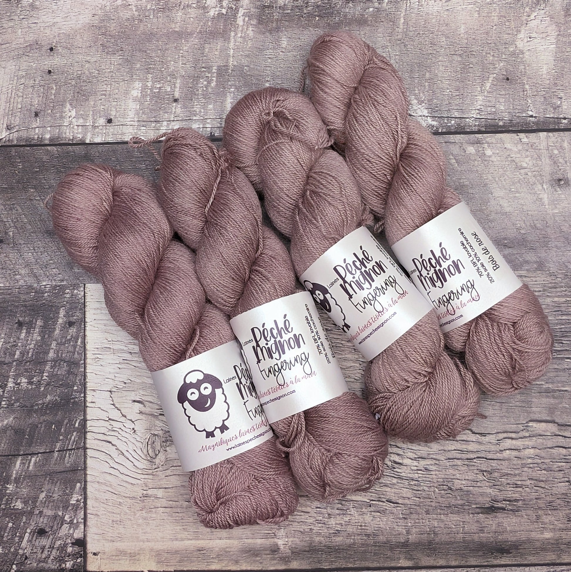 Fingering BFL soie cachemire (à l'unité) bois de rose