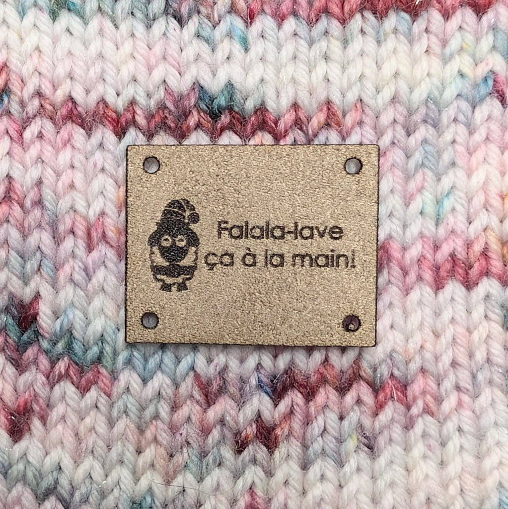 Washable ultra suede label for knitting 
