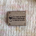 Étiquette lavable ultra suède pour tricot 