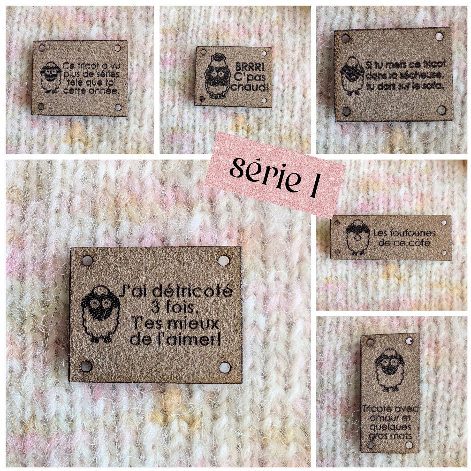 Ensemble complet 27 étiquettes à tricot Pigment le farceur - les 3 séries