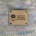 Étiquette à coudre lavable ultra suède pour tricot "La 2e m'a pris toute ma volonté"